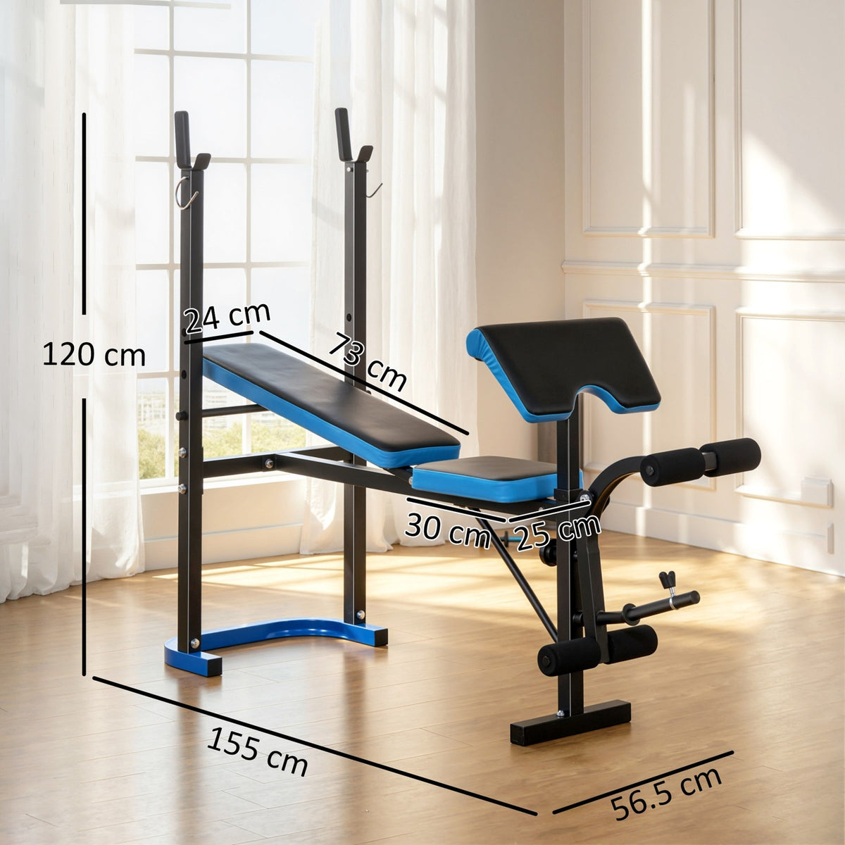 Adjustable Weight Bench with Leg Developer Barbell Rack for Home Gym Fitness