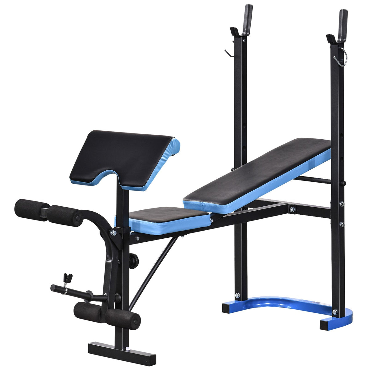 Adjustable Weight Bench with Leg Developer Barbell Rack for Home Gym Fitness