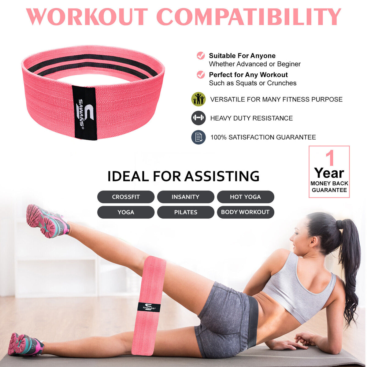 Resistance Bands Ladies Fabric Booty Bands Hip Circle Legs Glutes Squat Exercise